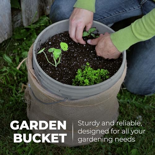5-Gallon Grey Bucket Pail Container with Lid | Metal Handles with Plastic Grip | Multi-Use | Easy Stack and Store | Heavy-Duty, Approx 90 MIL, Extra Durable | Food Grade | BPA Free - 1 Pack - color: Gray, size: 1 Pack