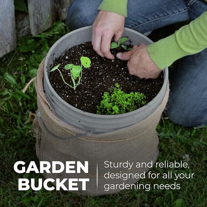 5-Gallon Grey Bucket Pail Container with Lid | Metal Handles with Plastic Grip | Multi-Use | Easy Stack and Store | Heavy-Duty, Approx 90 MIL, Extra Durable | Food Grade | BPA Free - 1 Pack - color: Gray, size: 1 Pack