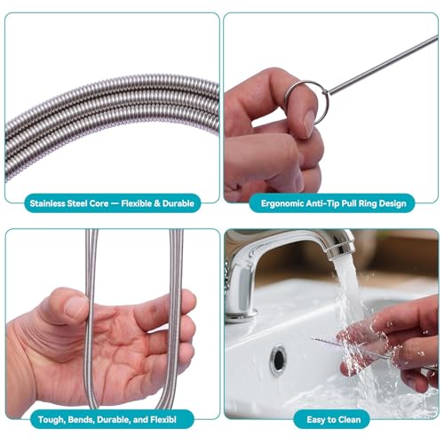 2 Pack 120 Inch Flexible Drain Brush, Sunroof Drain Cleaning Tool for Ice Maker, Refrigerator & AC Drain Line - style: 120 IN