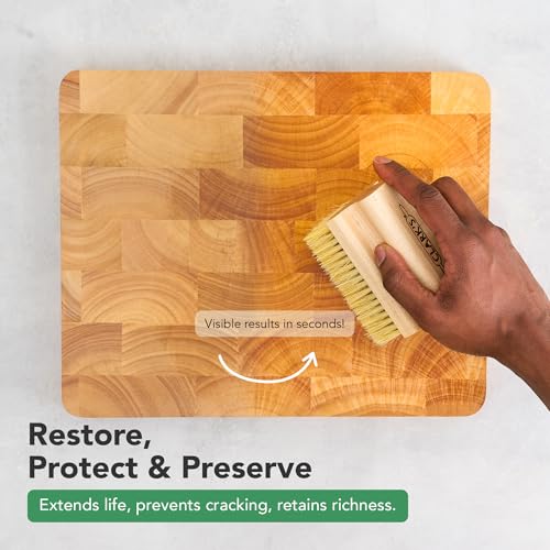 CLARK'S Cutting Board Scrub Brush - for Applying Food Grade Mineral Oil - Food Safe Wood Stain - Ideal for Wooden Butcher Blocks - Bamboo - Cast Iron - Countertops - Maple Construction - Food Safe - size: Large