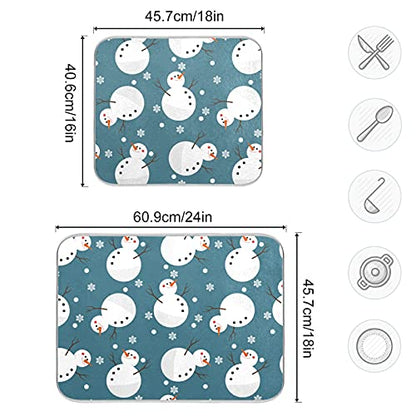 Super Absorbent Dish Drying Mat, Microfiber 23 Fast-Drying Dish Mat, 16" x 18", Kitchen Dish Drying Pad, Snowman Snowflake Cute Christmas Holidays… - color: Snowman Snowflake Cute Christmas Holidays, size: 16" x 18"