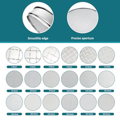 304 Stainless Steel Mesh Lab Sieve, 200 Mesh (0.075mm) Aperture Test Sieve, 7.9Inch(20cm) Diameter Economy Standard Analysis Sample Test Sieves for Industrial Laboratory Homes - size: 200Mesh(0.075mm)/Ф7.9in