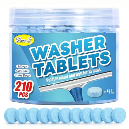 210 PCS Car Windshield Washer Tablets, Glass Cleane Tablets, Effervescent Cleaning Solution, Concentrated Effervescent Tablets, Solid Windshield Effervescent Wiper Tablet for Car Window Glass Cleaning