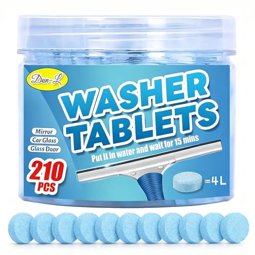 210 PCS Car Windshield Washer Tablets, Glass Cleane Tablets, Effervescent Cleaning Solution, Concentrated Effervescent Tablets, Solid Windshield Effervescent Wiper Tablet for Car Window Glass Cleaning