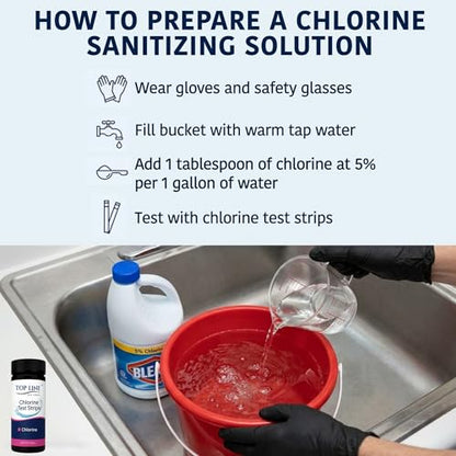 200 Chlorine Test Strips for Food Service 0-500 ppm (Value Pack) - Bleach Sanitizer Test Strips Food Service - Sanitizer Testing Strip - Chlorine Tester - Restaurant Supplies - size: 200 Strips