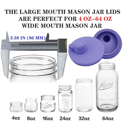 Mason Jar Pour Spout Lid - Wide Mouth, Reusable Silicone, Dishwasher Safe, Leak-Proof Perfect for Pouring Oils, Juices, Milk, and Storing Dry Goods - color: Violet-3Pack
