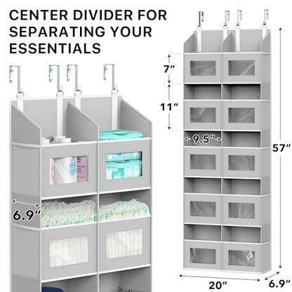 Simple Houseware Extra Large Heavy Duty Over the Door Organizer with 10 Clear Window Pockets, 80 lbs Capacity for Pantry, Closet, Bathroom, Gray - size: 10 Pockets