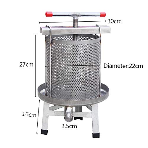 Honey Presser Beeswax Extractor Beekeeping Machine Stainless Steel Household Manual Honey Press Extractor Beekeeping Tool for Wine Honey and Juice Making (201 Stainless steel)
