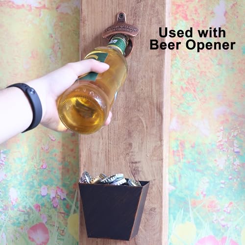 Retro Stainless Steel Beer Cap Bucket Wall Mounted Bottle Cap Catcher with Drain Holes Antique Copper for Outdoor Post Cooler Table - color: Aged Copper