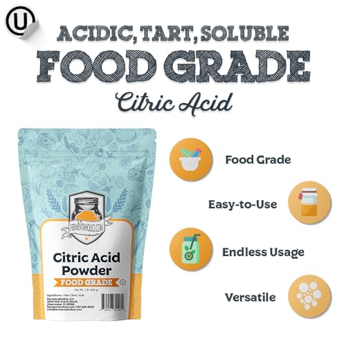 Fermentaholics Food Grade Citric Acid Powder – 1 lb – OU Kosher – Natural Preservative & Flavor Enhancer – Great for Cheesemaking
