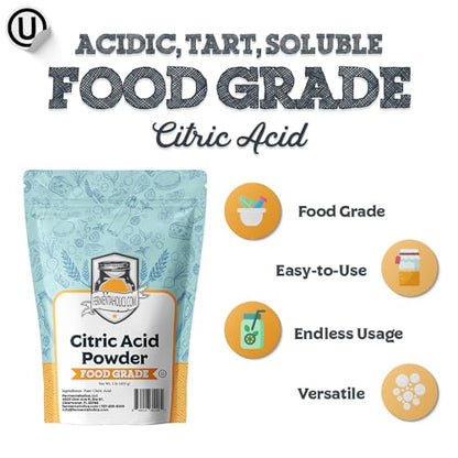 Fermentaholics Food Grade Citric Acid Powder – 1 lb – OU Kosher – Natural Preservative & Flavor Enhancer – Great for Cheesemaking