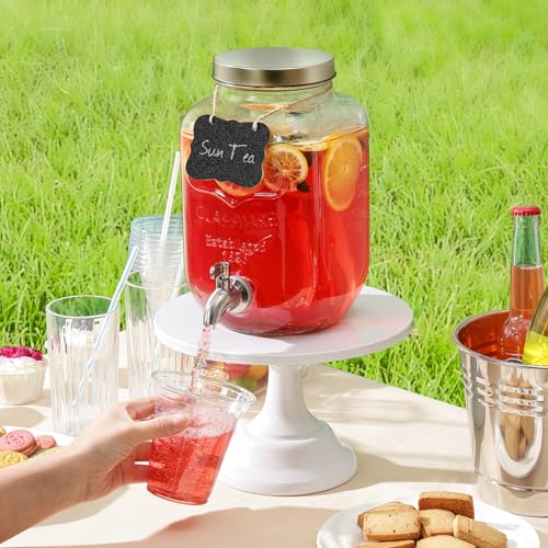 1 Gallon Drink Dispenser with Spigot 18/8 Stainless Steel – Airtight & Leakproof Glass Sun Tea Jar with Anti-Rust Lids, Beverage Dispenser for Parties - Laundry Detergent Holder (Pack of 2) - size: Single (Pack of 2)