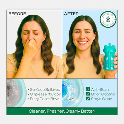 Automatic Toilet Tank Cleaner Bottles, Bowl Freshener & Odor Control | Continuous blue water freshness, daily maintenance, slow-release formula, easy drop-in use