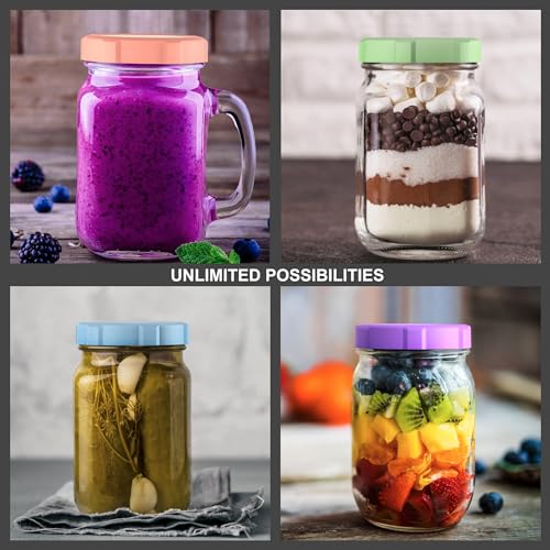 Premium Mason Jar Lids (8 Pack) - Heavy Duty, BPA Free Reusable Plastic Mason Jar Lids - Dry Canning Lid that fits Ball, Kerr & More - 4 Wide Mouth & 4 Regular Mouth Leak Proof Lids. … - size: 4 Regular & 4 Wide