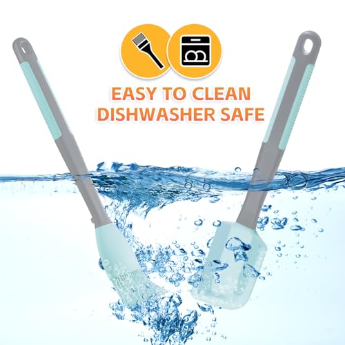 Silicone Basting Brush & Spatula - Extra Long, Heat Resistant, for Baking, Scraping, Mixing, BBQ, Grill, Kitchen, Cooking, Spread Oil, Butter, Sauce (Blue Brush & Spatula) - color: Blue Brush+Spatula