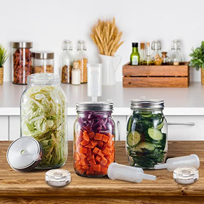 Tessco for you 8 Set Fermentation Kit, Wide Mouth Fermentation Lids and Weights, Airlocks and Silicone Rings for Mason Jars Making and Storing Sauerkraut Probiotic Food (No Jars)