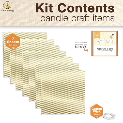 White Ivory Beeswax Sheets for Candle Making - Natural Beeswax Candle Making Kit for Kids & Adults - color: White