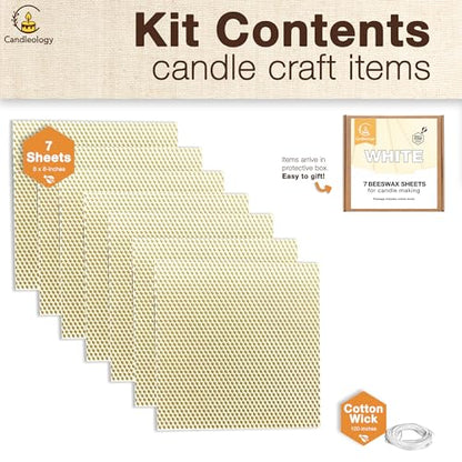 White Ivory Beeswax Sheets for Candle Making - Natural Beeswax Candle Making Kit for Kids & Adults - color: White