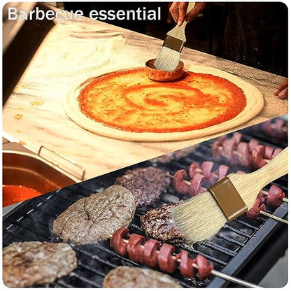 4 Pack Pastry Brush-Basting Brush Pastry Brushes for Baking, Silicone Basting Brush, Basting Oil Brush with Boar Bristles and Beech Hardwood Handles for Kitchen, Grilling and Spreading Oil, BBQ Sauce