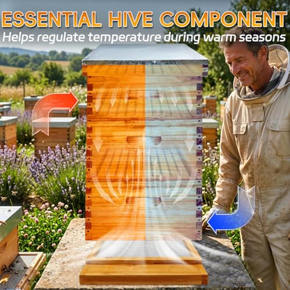 10 Frame Beehive Screened Bottom Board, Beeswax Coated Screened Bottom Board for Langstroth Bee Hive Summer Airflow - size: 1 Pack