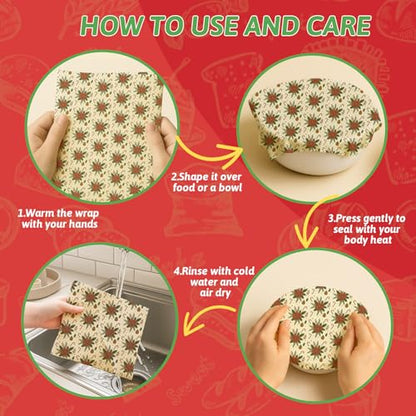5PCS Christmas Beeswax Bread Bags Set – 2 Reusable Bread Bags + 3 Wax Paper Sheets,Eco-Friendly Beeswax Wraps for Food,Homemade Sourdough,Cheese,Snacks & Fruit,Holiday Gift for Bakers Kitchen Lovers - color: Bread Bags-Christmas