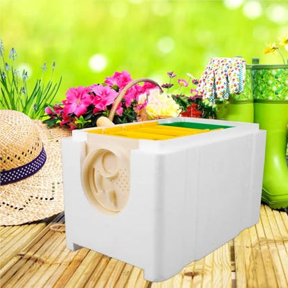 Nuc Box for Bees Plastic Bee Feeder 4 Frames White Mini Breeding Box Durable Compact for Garden Beekeeping Equipment Kit Hive Tool