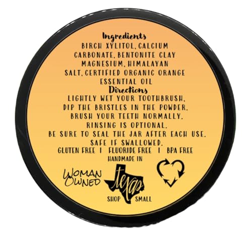 Simply Sooney Remineralizing Vegan Mineral Tooth Powder I Orange Formula I Organic Ingredients I Gluten Free I 0.5oz (0.5 oz jar)