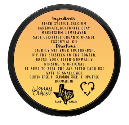 Simply Sooney Remineralizing Vegan Mineral Tooth Powder I Orange Formula I Organic Ingredients I Gluten Free I 0.5oz (0.5 oz jar)