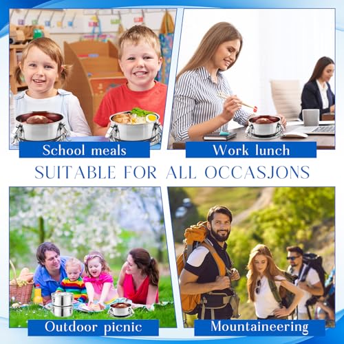 4 Pcs Small Stainless Steel Bento Box Bulk 13 oz Reusable 304 Stainless Steel Food Storage Containers with Lockable Clips to Leak Proof, Dishwasher Safe - size: 13 oz