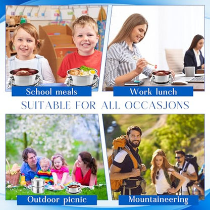 4 Pcs Small Stainless Steel Bento Box Bulk 13 oz Reusable 304 Stainless Steel Food Storage Containers with Lockable Clips to Leak Proof, Dishwasher Safe - size: 13 oz