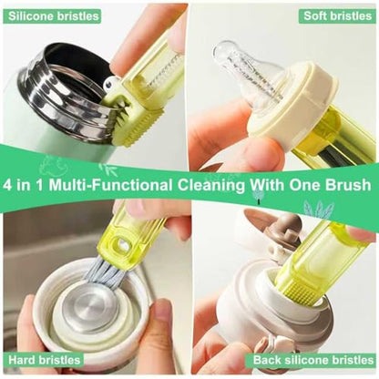 4 in 1 Cup Lid Cleaning Brush - Multifunctional Water Bottle Crevice Cleaning Brush, Portable Cup Lid Brush, Home Kitchen Crevice Brush Tools for Tiny Cup Lid Detail, Bottle Tight Spaces Cup (3 PCS) - color: Orange, Blue, Green(3pcs)