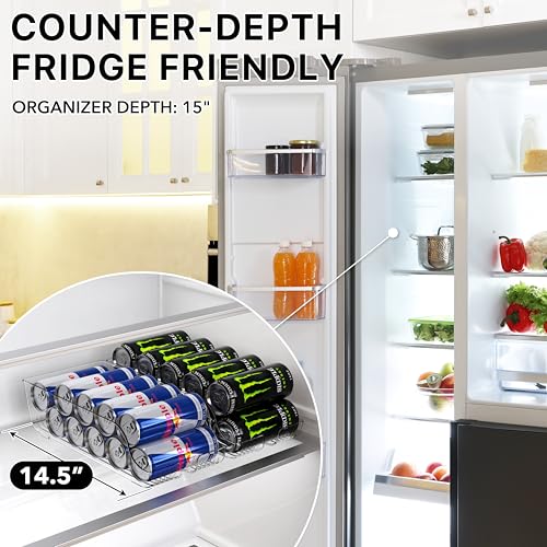 Simple Houseware Tall Skinny Can Organizer and Dispenser for Refrigerator or Pantry, Clear, Set of 2 - size: 2 Pack, style: Skinny Tall Can