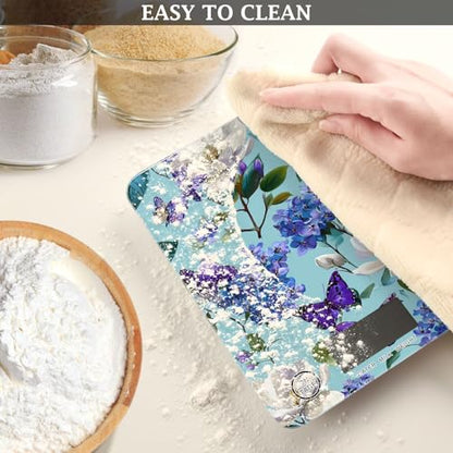 Food Scale Kitchen Scale for Baking Cooking Digital Food Weighing Measuring Scale Small Waterproof Electric Food Scale Elegant Hydrangeas Magnolias Butterflies - color: Elegant Hydrangeas Magnolias Butterflies
