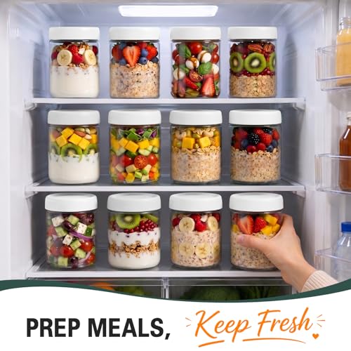 6-Pack Glass Storage Containers with Lids, Overnight Oats Containers with Lids, Wide Mouth Mason Jars 16oz, Glass Jar with Airtight Lid for Yogurt, Chia, Sugar, Snack, Oats, Food Storage - color: White