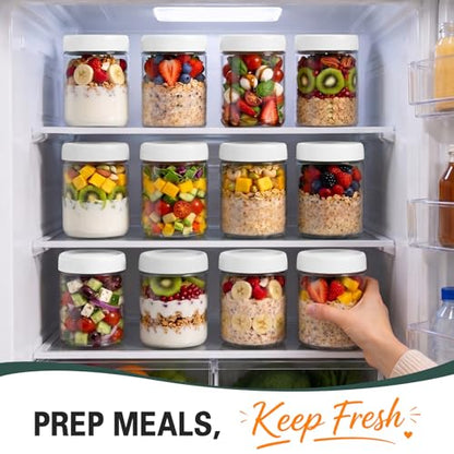 6-Pack Glass Storage Containers with Lids, Overnight Oats Containers with Lids, Wide Mouth Mason Jars 16oz, Glass Jar with Airtight Lid for Yogurt, Chia, Sugar, Snack, Oats, Food Storage - color: White