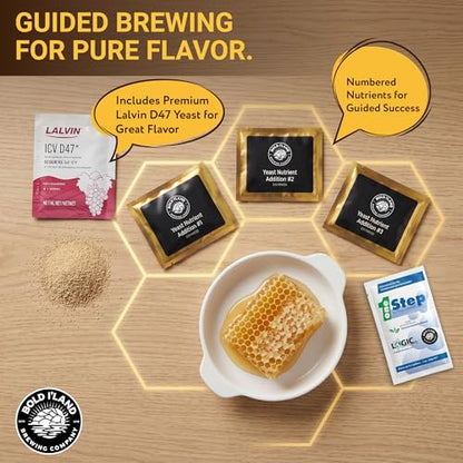 Complete Mead Making Kit for Beginners with Premium Yeast and Ingredients – Home Brewing Starter Kit – Includes 1 Gallon Carboy - Alcohol Hydrometer – Auto Siphon – Airlock - How to Guide - color: Deluxe Kit with Premium Ingredients