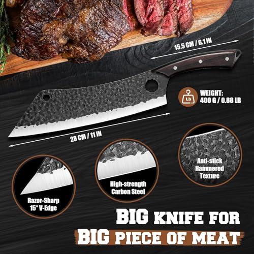 PURPLEBIRD Japanese Brisket Slicing Knife 11" - Butcher Knife for Meat Cutting Chopping, Heavy Duty Meat Knives Full Tang, Sharp BBQ Knives for Turkey Grilling Smoker, Ideal Gifts for Men Women - color: 11"