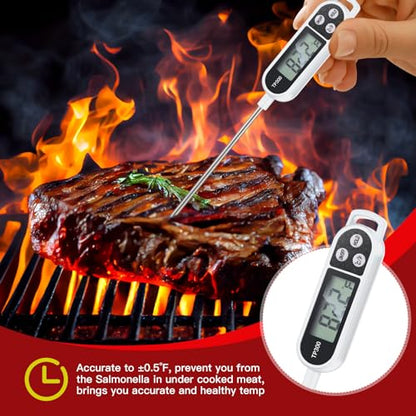 Copkim Meat Food Thermometer Food with Probe Water Liquid Instant Read Digital Thermometer Kitchen Cooking Supplies for Cooking BBQ Milk Yogurt(White) - color: White