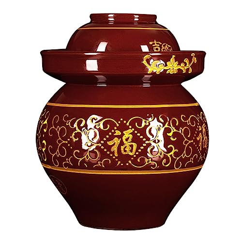 Ceramic Fermentation Crock Jar Kit,Sauerkraut Crock, Traditional Chinese Porcelain Pickle Jar with Water Seal Airlock Lid,Pickle Jar for Fermenting or Pickling Pickl 4Kg - color: 4kg