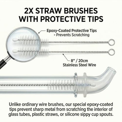 3-Piece Tube Cleaning Brush Kit, 59" Double-Ended Flexible Aquarium Filter Hose Brush with 2 x 8 Straw Cleaner Brushes, 304 Stainless Steel & Nylon Pipe Cleaner for Fish Tank, Kitchen & Home Brewing