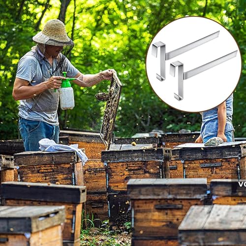 Bee Frame Holder - Bee Hive Frame Rack | Stainless Steel Beekeeping Tool | 2 Pack 21x15cm, Holds 5 Frames, Rustproof, for Beekeeper Hive Inspection Frames Support, Beekeeping Supplies