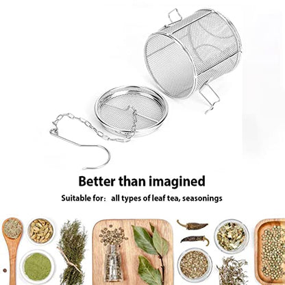 Watris Veiyi Seasoning Strainer with Chain Hook for Home Restaurant | 10*10cm, Stainless Steel Cooking Spice Filter with Chain Hook, Soup Seasonings Seperation Basket Filter