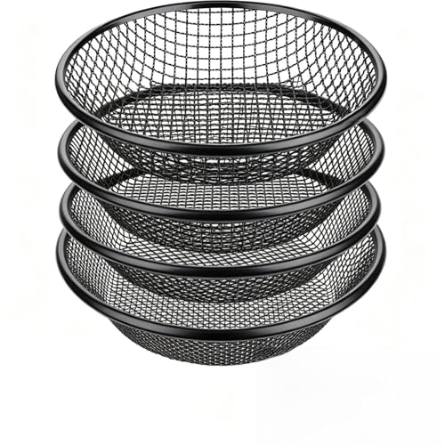 4 PCS Soil Sifter for Gardening, 1/3,1/4,1/6,1/9 Inch Heavy Duty Rock Dirt Compost Sifter Fits 5 Gallon Bucket,Black Stainless Steel Fine Dirt Garden Sifter for Gravel, Filtering Compost - size: 4 Pack-2mm,4mm,6mm,8mm