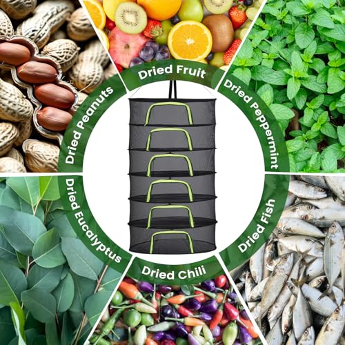 6 Layer 24" Herb Drying Rack Hanging with Garden Pruning Shears, Large Zipper, Hook & Notepad, Foldable Drying Rack for Herbs, Spices & Seasonings, Hanging Herb Dryer Indoor & Outdoor - size: 60*24 INCH