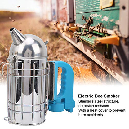 Dome Stainless Steel Bee Hive Smoker with Heat Cover Beekeeping Equipment, Electric Bee Smoke Transmitter with Bracket