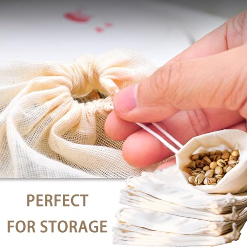 10 Pcs Muslin Drawstring Bags - Natural Unbleached Cotton Cheesecloth Bags for Tea, Coffee, Spices, Broths & More (4 x 3 Inches) - size: 10PCS
