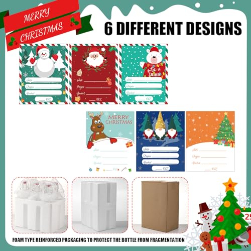 Sieral 6 Set Coquito Bottles 16 oz Christmas Swing Top Glass Bottles Flip Top Brewing Bottle for Vanilla Extract Homemade with Christmas Label Stickers Home Brewing Coquito Beverages Liqueur - color: Christmas