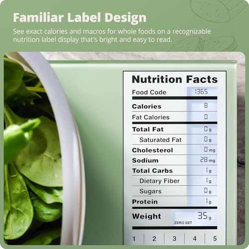 Greater Goods Digital Nutrition Scale – Accurate Macro and Calorie Tracking for Meal Prep, Weight Loss, and Healthy Eating | 2,000 Built-in Foods, Intuitive Nutrition Label Display, 11lb Cap, Green - color: Sage Green