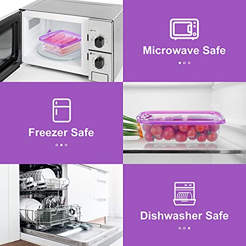 KIGI Food Containers with Lids, BPA Free Plastic, Clear & Stackable, Reusable Plastic Containers with Snap-on Lids for Leftovers, Microwave & Freezer Safe (2.5 Cup 6 PACK) - size: 2.5 Cup | 20 OZ