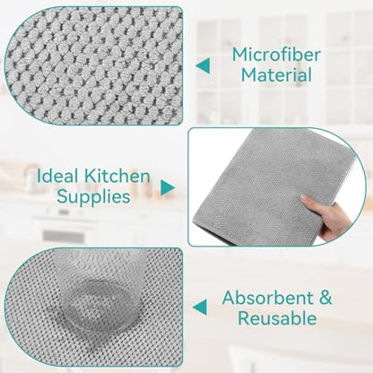 Ninsula Dish Drying Mat, 18 x 24 In Absorbent Microfiber Drying Matt Kitchen Counter, Extra Large Foldable Drying Mat for Countertops, Sinks and Draining Racks (Gray)